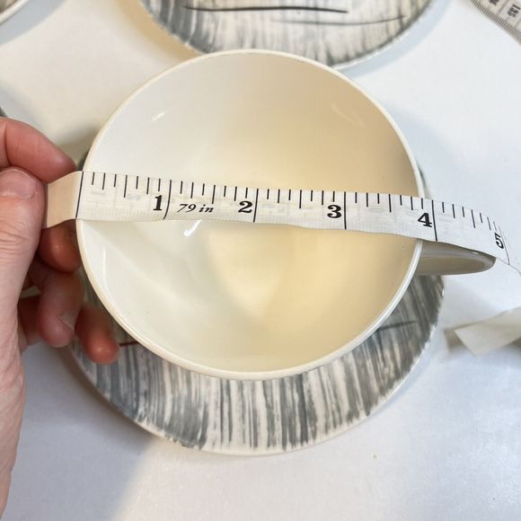 Stetson MCM Atomic Retro Prim Rose China  Teacups Saucers HIAWATHA  Set 3 - Picture 4 of 8